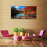 S72650 Nature Wall Art Canvas Artwork Lake Mountain Red Maple Leaf National Park Nature Pictures for Living Room Bedroom Office Wall Decor Home Decoration