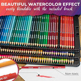 Set of 120 Watercolor Pencils & 64 Pages Watercolor Paper Pad, 9" x 12" - Numbered, with a Brush and Metal Case - 2 x 32 White Sheets 140lb 300g - 120 Professional, Soluble, Different Color Pencils