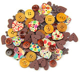 RayLineDo One Pack of Over 95pcs Main Coffee Colors Various Shapes 2 Holes Wood Buttons(15-20MM)