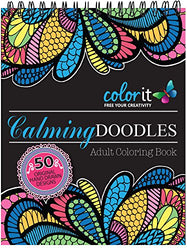 Calming Doodles Adult Coloring Book - Features 50 Original Hand Drawn Anti-Stress Zentangle Designs