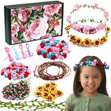 Golray 8pcs Flower Crowns Making Kit Creativity Art Craft Kit DIY Garden Outdoor Activities Jewelry Making Kit for Kids Age 4 5 6 7 8 12 Art Craft Gift for Girls Create Hair Accessories