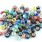 Silver Color Murano Glass Beads Fit European Charm Bracelet Spacer by eART 50pcs Mix