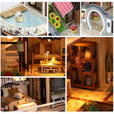 Fsolis DIY Dollhouse Miniature Kit with Furniture, 3D Wooden Miniature House with Dust Cover and Music Movement, Miniature Dolls House kit (13848)