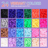 HTVRONT 7500 PCS Clay Bead Kit - 24 Colors Clay Beads Bracelet Kit, Clay Beads for Jewelry Making, Flat Clay Bead Bracelet Kit with Charms, Clay Bead Set Jewelry Making Supplies