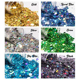 NODDWAY Holographic Chunky Glitter 12 Colors Total 180g, Chunky Glitter for Resin, Cosmetic Craft Glitter for Epoxy Resin,Festival Arts,Hair,Tumbler,Slime