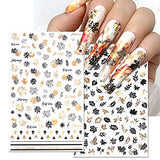 4 Sheets Gold Maple Leaf Nail Art Stickers - Maple Leaves Nail Decals Fall Nail Stickers Autumn Leaf Designs Nail Art Supplies Sticker Manicure Tips DIY Nail Decoration Thanksgiving for Women Girls