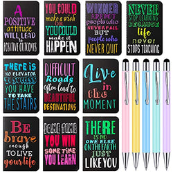 15 Pieces Inspirational Notebooks Sets Including 10 Motivational Mini Journal Notebooks and 5 Pastel Inspirational Ballpoint Pen Motivational Cover Notepads for School Office Home Travel Supplies