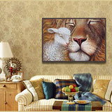 5D Full Drill Diamond Painting Kit, DIY Round Diamond Rhinestone Painting Kits Painting Cross Stitch Embroidery Pictures Arts Craft for Home Wall Decor (15.7x11.8 Inch, Lion)