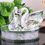 XIANGBAN Crystal Swan Statue Souvenir Collection Round Rhinestone Base Desktop Paperweight