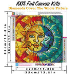 Diamond Painting Kits for Adults,Sun and Moon Face Full Drill Crystal Rhinestone Embroidery Cross Stitch,DIY 5D Paint by Numbers for Adults Beginner,Home Wall Decor 13.8"×13.8"
