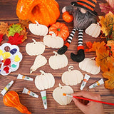 50 Pcs Thanksgiving Pumpkin Wooden Cutouts Pumpkin Wood DIY Crafts Cutouts Hanging Pumpkin Ornaments Unfinished Wood Tags for Crafts with Holes Ropes Fall Craft Supplies for Harvest Party Decoration