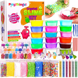 DIY Slime Kit for Girls Boys – Ultimate Slime Making Kits – Slime Supplies - 18 Slime Containers add ins Floam beads, Glitter, Galaxy, Mermaid, Fishbowl Crunchy Unicorn Clear Slime–Fun for Kids Party