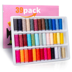 Pack of 39 Assorted Colour Polyester Sewing Threads Spool Set