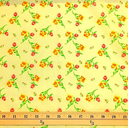 Freesia Yellow Print Fabric Cotton Polyester Broadcloth FWD