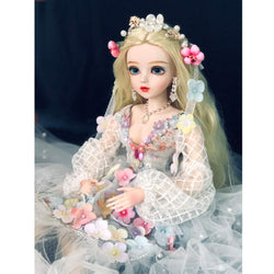 1/3 Bjd Doll 60 cm 23.6 Inches Sd Doll Bride Wedding Dress Fashion Princess Doll Girl Child Birthday Gift Decoration Toy,B