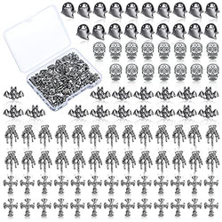 100 Pieces Halloween 3D Nail Charms Skull Ghost Bat Skeleton Punk Hand Shape Nail Charms Halloween Metal 3D Nail Vintage Alloy Nail Decor for DIY Nail Tip Cellphone Crafts (Gun Black)