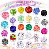 28000pcs Clay Beads for Bracelets Making Kit, Glass Beads for Jewelry Making Bulk with 28 Colors Flat Beads, 20 Colors Art Glass Pony Seed, Letter Beads and Pendants for Girls DIY Craft Gift