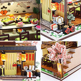 MAGQOO Miniature Dollhouse Kit DIY Dollhouse Kit DIY House Kit Wooden Mini Doll House Kit Creative Room with Dust Cover(Sushi)