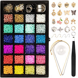 6100 Pcs Bracelet Making Kit - Glass Beads for Jewelry & Bracelets Making - Small Bracelet Beads Kit - Bead Bracelet Necklace Ring Making Kit - DIY Art and Craft Gift for Girls