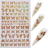 Butterfly Nail Art Stickers Decals Laser Butterfly Stickers Nail Designs 3D Gold Butterflies Nail Art Adhesive Sticker Sheets Nail Foil Luxury Butterfly Nail Stickers for Nail Art Decoration (8 Pcs)