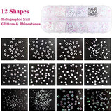 48 Colors Dried Flowers Nail Art Butterfly Glitter Flake 3D Holographic, Tufusiur Dry Flower Nails Sequins Acrylic Supplies Face Body Gifts for Decoration Accessories & DIY Crafting