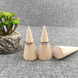 Whale GoGo 10 Pcs Small Natural Wood Cone Ring Display Stands Organizer Holders