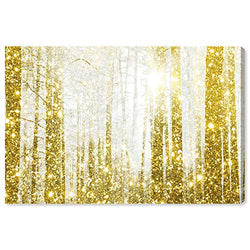 The Oliver Gal Artist Co. Nature Wall Art Canvas Prints 'Magical Peace' Forest Landscapes Home Décor, 24" x 16", Gold, White