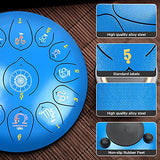 Steel Tongue Drum, Hand Pan Drum, 13-Notes-12 Inch Percussion Instrument, C Major, with Drum Bags, Tutorial Book, Mallets, Hue Drum Instrument Best gifts for the beginner and Adults(Blue)