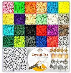 Livuxx 5100 pcs Clay Beads kit in 22 Colors for Jewelry Making, Bracelet Making, Necklace with Heishi Beads, Pendant Charms, 4 Colorful Elastic Strings, Safety Scissors for Kids and Adults