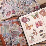 Scrapbook Stickers - 220 Pieces Vintage Flower Plant Aesthetic Stickers, Butterfly Mushroom Stickers for Journaling Laptop Scrapbooking Journal Planner Card Making