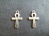 10 Ankh Egyptian Cross Charms Pendants Antique Silver (NS137)