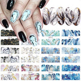 Marble Nail Stickers, 12 Sheets Water Transfer Marble Nail Decals Gradient Blooming Nail Art Stickers Wraps for Women Girls DIY Nail Decoration