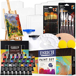Professional Acrylic Paint Set, 60 Pieces with Paint Brushes,Acrylic Paint,Easel,4 Sizes Blank Canvases,Palette, Paint Knives,Brush Cup and Art Sponges for Adults Hobbyists and Beginners