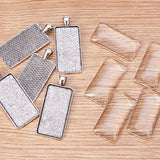 Pandahall Pack of 5 Pendant Makings Sets, with Rectangle Alloy Pendant Cabochon Settings and