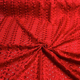 Cotton Eyelet Spiral Embroidery Fabric 44 (Red)