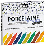 Pebeo Porcelaine 150, Assorted China Paint Bullet Tip Markers, 9-Pack