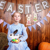 3 Pieces Easter Large Wood Bunny Cutout, Unfinished Wood Cutout to Paint for Easter Crafts Party Decorations, Year Round Crafts, and Nursery Decor (8 x 4 Inch)
