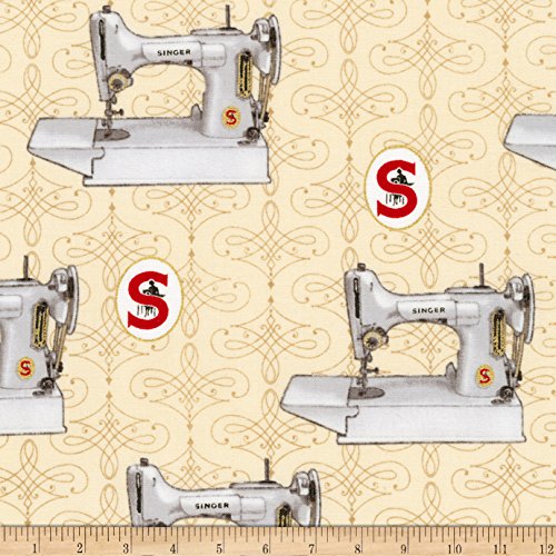 Robert Kaufman Sewing with Singer Metallic Machines Antique Fabric by The Yard