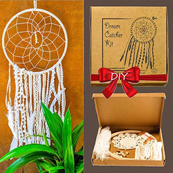 Mandala Life ART DIY Dream Catcher Kit 12x30 inches - Make Your Own Bohemian Wall Hanging with All-Natural Materials - Creative Activity Set Includes Premium Lace, Yarn, Feathers and Wooden Hoop