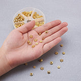 PH PandaHall 1 Box 300 PCS 6 Style Golden Brass Bead Spacers Jewelry Findings Accessories for