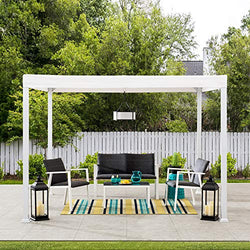 Sunjoy Reese 10x10 ft. Modern Steel Pergola with Flat Top Canopy, White