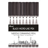 Black Micro-line Pens for Drafting - Ultra Fine Point Technical Drawing Pen Set, Anti-Bleed Fineliner Pen for Illustration, Office, Sketch, Scrapbooking, Signature, 9 Size