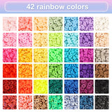 QUEFE 11500pcs Clay Beads for Bracelet Making with Letter Smiley Face Beads, 42 Colors Flat Round Polymer Clay Heishi Beads Kit with Pendant Charms Elastic Strings for DIY Craft Necklace Jewelry