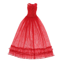 CUTICATE 1/3 Dolls Lace Tulle Sleeveless Princess Doll Dress, for BJD Doll Wedding Party Outfits, 60cm Girl Doll Formal Dress - Red