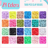 7600 Pcs Polymer Clay Beads for Bracelets Making kit Letter Beads Preppy Beads 24 Colors Perfect Flat Clay Beads Kit for Jewelry Making Heishi Beads Bracelet Flat Beads for Girls Necklace Making kit