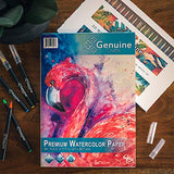 Watercolor Paper Pad 2 Pack by Genuine Crafts - A4 8.3 in. x 11.7 in. - 30 Sheets - Cold Press Perfect Bound 140 Pound Acid Free Sketchbook - Textured Paper Great for Watercolor Painting and Wet Media