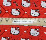 100% Cotton Fabric Quilt Prints Hello Kitty Plaid Diamond Red Licensed Sold By The Yard