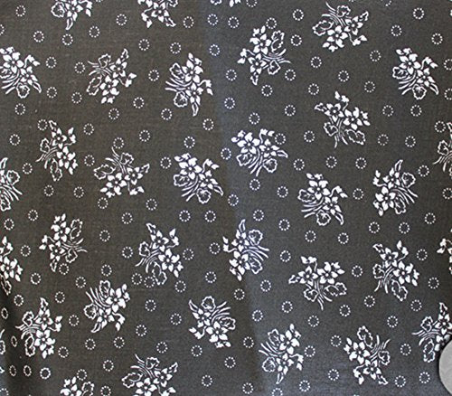 Polycotton Fabric Printed PETUNIA BLACK / 60" Wide / Sold by the Yard