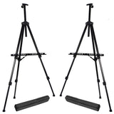 T-SIGN 66 Inches Reinforced Artist Easel Stand, Extra Thick Aluminum Metal Tripod Display Easel 21 to 66 Inches Adjustable Height with Portable Bag for Floor/Table-Top Drawing and Displaying, 2 Pack