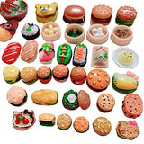 Anrher 100pcs Miniature Foods Hamburg French Fries Sushi Decoration Mixed Resin Sets for Adults Kids Doll House Pretend Kitchen Play Cooking Game Toys DIY Birthday Party Present